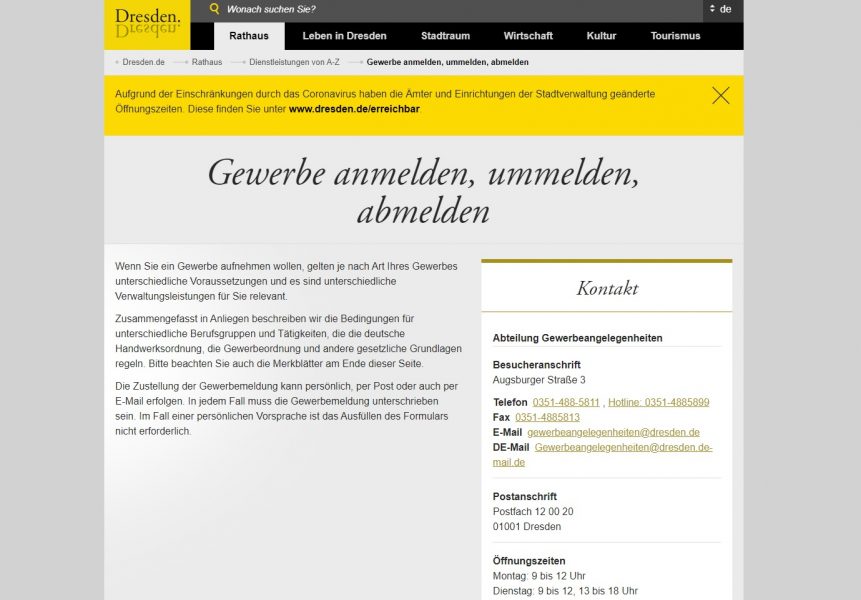 Screenshot www.dresden.de